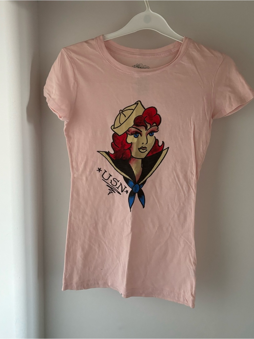 Women's Pink Graphic Sailor Tee - USN Inspired